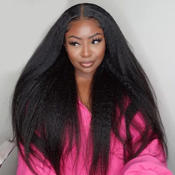 HairHive Kinky Straight Pre-Cut 9x6 T Part Lace Wear Go Wig Frontal Inspired Look