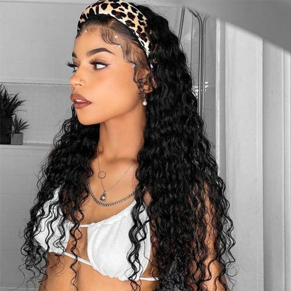 HairHive Natural Loose Deep Headband Wig Easy Slip-On Style 100% Human Hair Wig