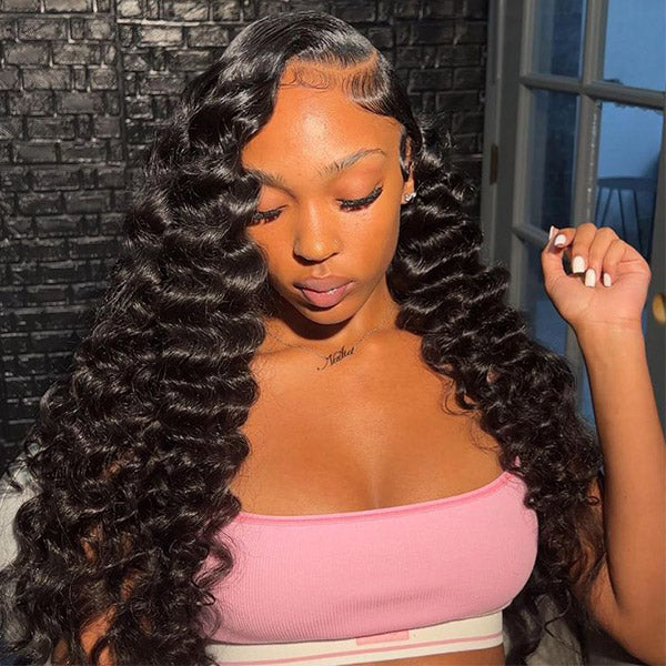 HairHive Loose Deep Invisi-Drawstring 360 Lace Glueless Wig Bleached Knots Human Hair Wig