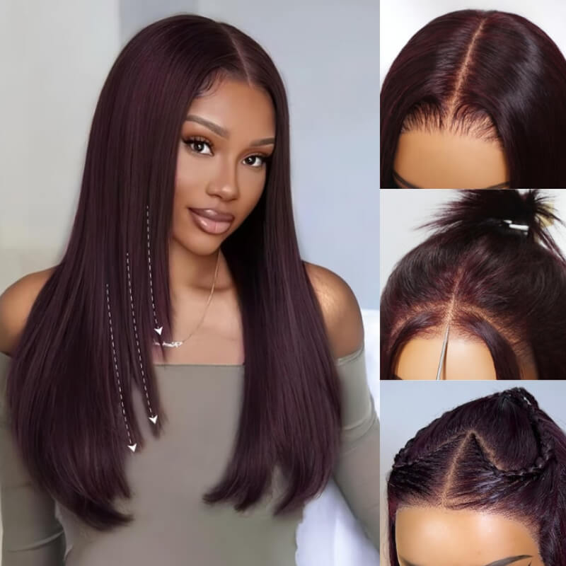 Sunber Black Cherry Lace Frontal Dark Burgundy Wig-Long Layered Cut & Pre Everything & Flash Sale