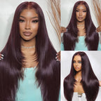 Sunber Black Cherry Lace Frontal Dark Burgundy Wig-Long Layered Cut & Pre Everything & Flash Sale