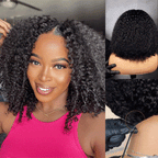 Sunber 180% Density Afro/ Kinky Curly Upgrade New V Part With No Lace No Glue Affordable Wig