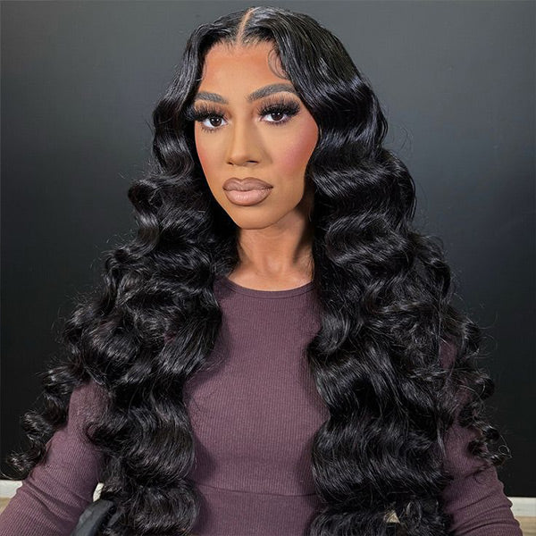 HairHive Loose Wave Glueless Pre-Cut 9x6 T Part Lace Wig Realistic Look Wear Go Wig With Bleached Knots