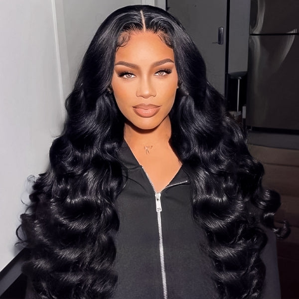HairHive Loose Wave Glueless Pre-Cut 9x6 T Part Lace Wig Realistic Look Wear Go Wig With Bleached Knots