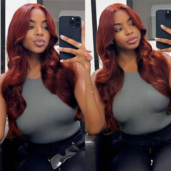 Pre-cut Lace Wig Straight Hair Reddish Brown Color Wear Go Glueless Wig 7x5 HD Lace Wig Preplucked with Natural Hairline