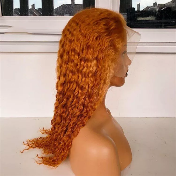 Ginger Human Hair Lace Front Wigs Ginger Orange Deep Wave 13x4 Transparent Lace Front Wigs Real Hair Wigs