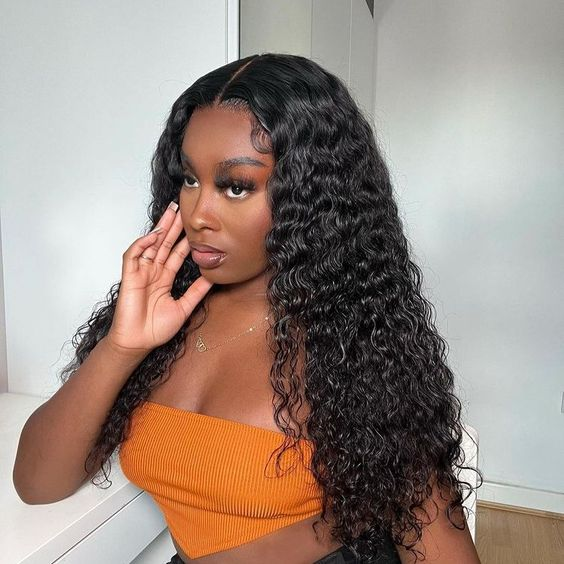 HairHive Pre-Bleached Knots Deep Wave Hair Drawstring Wear Go Glueless Wigs 7x5 Pre Cut HD Lace Closure Wigs With Pre Plucked Nautral Hairline
