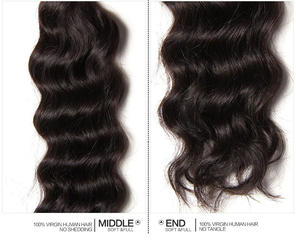 Sunber 4Pcs Human Hair Bundles With Natural Wave Black Color Virgin Hair