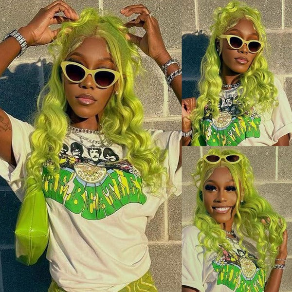 Lake Brilliant Blue Color/ Mint Green Color/ Neon Green Color/ Straight 13x4 Human Hair Lace Front Wigs