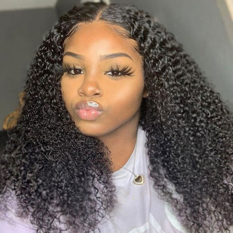 5x5 Lace Closure Wigs Kinky Curly 12A Grade Human Hair Preplucked Wigs with Baby Hair