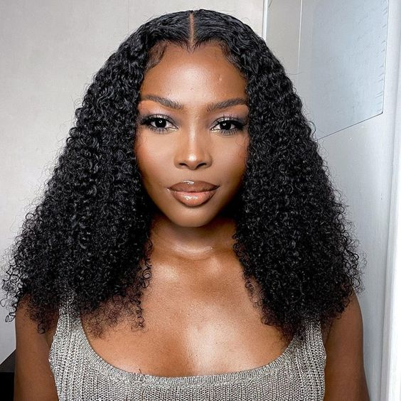 HairHive Kinky Curly Pre-Bleached Knots Elastic Drawstring Wear Go Wigs 7x5 HD Lace 100% Glueless Pre-cut Lace Closure Wigs