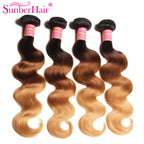 Hive Hair Malaysian Ombre Body Wave Hairs 3 Bundles, T1B/4/27 Ombre Human Hair Weaves
