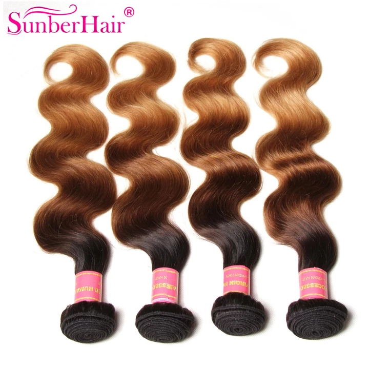 Hive Hair Ombre Brazilian Body Wave Virgin Hair 3/4 Bundles T1B/4/27 Color 100% Human Hair Weave