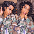 Summer Look Short Curly Hair Pixie Wig Human Hair 13x4 Lace Front Wigs Preplucked with Baby Hair
