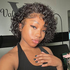 Summer Look Short Curly Hair Pixie Wig Human Hair 13x4 Lace Front Wigs Preplucked with Baby Hair