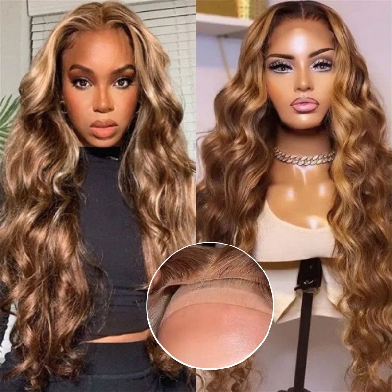 Sunber 20 Inch 180% Density Honey Blonde Highlights Silk Straight Pre-Cut Lace Wig Vip MemberFlash Sale