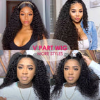 Sunber $100 Off Kinky Curly V Part Wig No Glue No Leave Out Human Hair Wigs