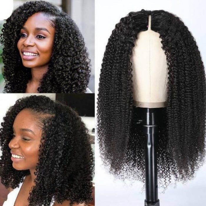 Sunber $100 Off Kinky Curly V Part Wig No Glue No Leave Out Human Hair Wigs