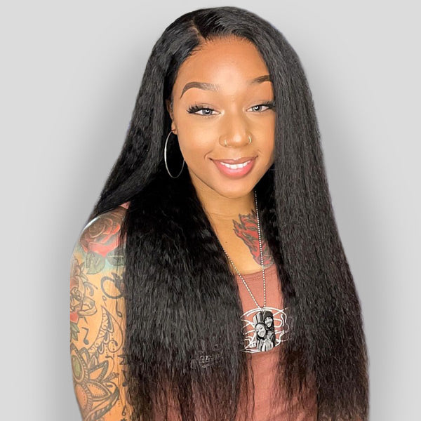 HairHive Kinky Straight Hair Wear Go Glueless Wigs 7x5 HD Lace Pre Cut Lace Closure Wigs