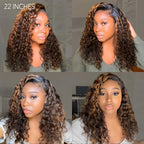 Glueless Balayage Highlight Ombre Brown Water Wave Wear Go Wig Beginnner Friendly