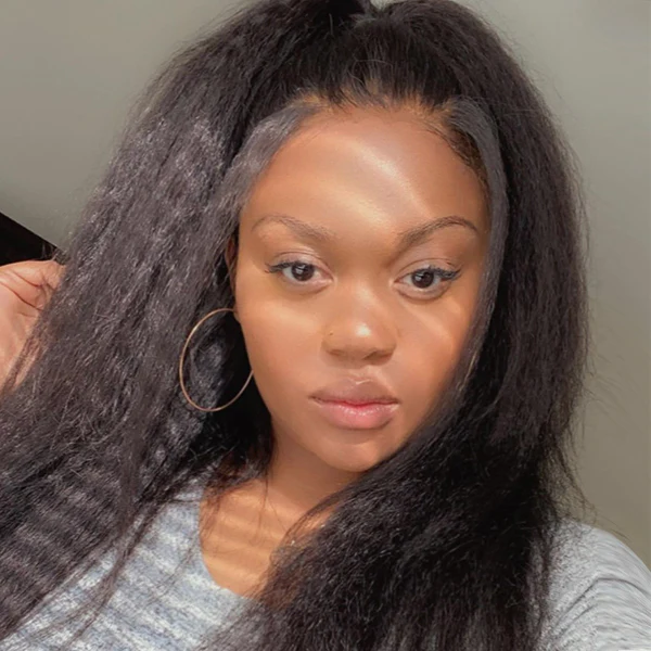 Kinky Straight Wig Preplucked 13x4 13x6 HD Lace Front Wigs Natural Black Brazilian Virgin Human Hair