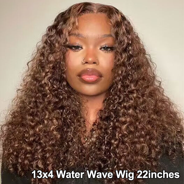 Balayage Highlights 13x4 Lace Front Wigs Ombre Highlight Curly Honey Blonde Colored Human Hair Wigs