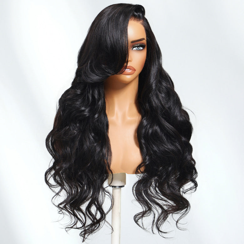 Sunber 13x4 Pre-Everything Wig With Loose Wave Face-Framing Layers And Side-Swept Bangs With Drawstring  Glueless Human Hair Wig