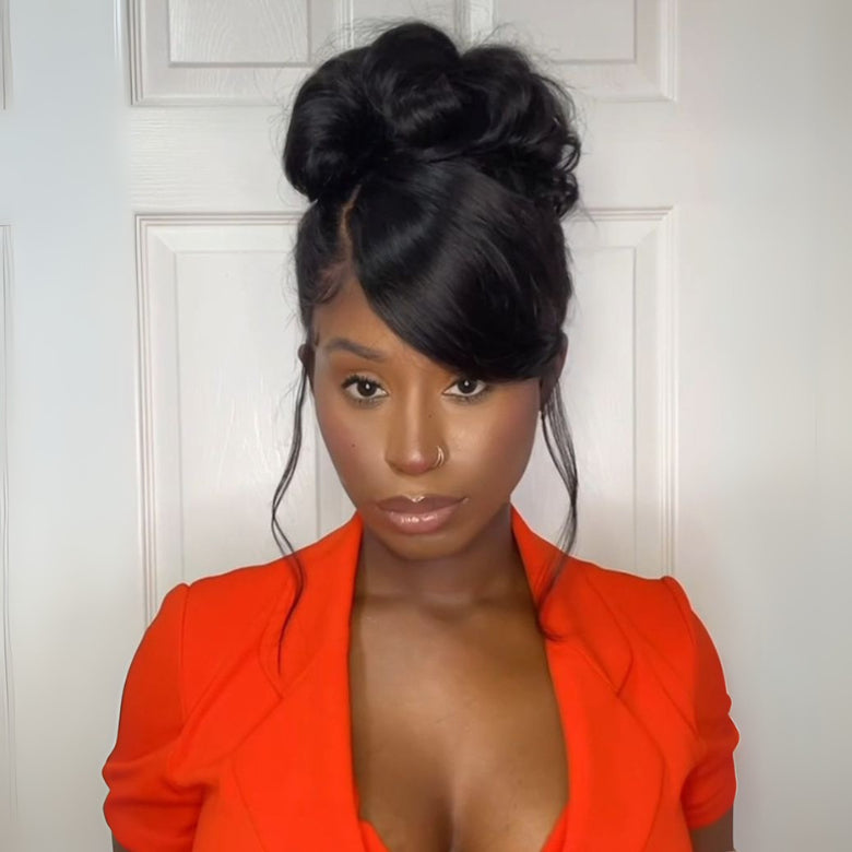 Sunber 13x4 Pre-Everything Wig With Loose Wave Face-Framing Layers And Side-Swept Bangs With Drawstring  Glueless Human Hair Wig