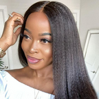 HairHive Kinky Straight Pre-Bleached Knots Adjustable Drawstring Wear Go Glueless Wigs Pre Cut Lace 7x5 HD Lace Closure Wigs