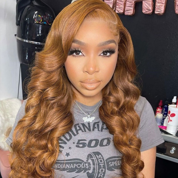 Brown Color Autumn Vibe Straight Hair Brazilian Human Hair 13x4 4x4 Lace Front Wigs Preplucked with Baby Hair