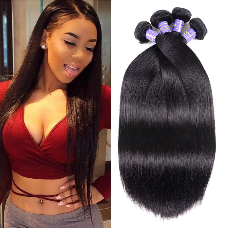 Hive Hair New Remy Human Hair Malaysian Straight Hair 4 Bundles 100% Human Hair Weaves