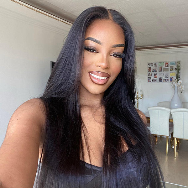 HairHive Sleek Straight Pre-cut 7x5 HD Lace Wear Go Glueless Wig Bleached Invisible Knots