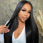 Straight V Part Wig No Leave Out Thin Part Glueless Wigs Human Hair Wig