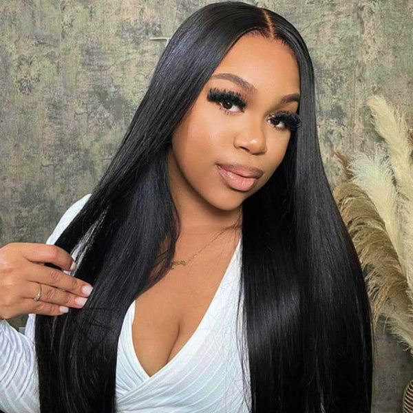 Straight V Part Wig No Leave Out Thin Part Glueless Wigs Human Hair Wig