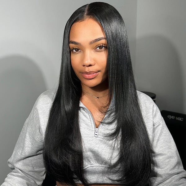 HairHive Sleek Straight Pre-cut 7x5 HD Lace Wear Go Glueless Wig Bleached Invisible Knots