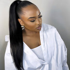 HairHive Straight Invisi Drawstring Flexible Fit 360 Glueless Wig Pre-Cut Lace Bleached Knots Wig