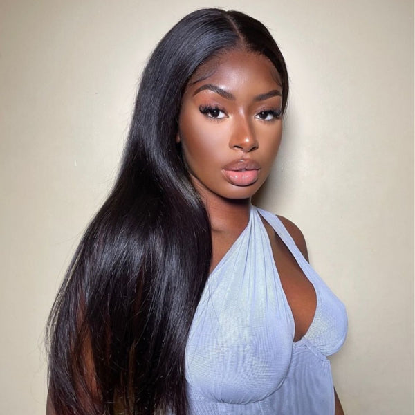 Straight V Part Wig No Leave Out Thin Part Glueless Wigs Human Hair Wig