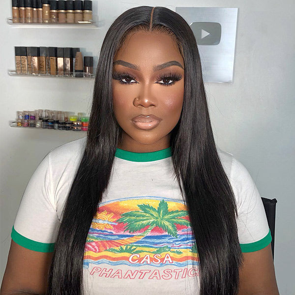 HairHive Sleek Straight Pre-cut 7x5 HD Lace Wear Go Glueless Wig Bleached Invisible Knots