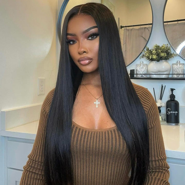 Subscribers-Only Silky Straight Hair Wear Go Wig Pre Cut 7x5 HD Lace Bleached Knots