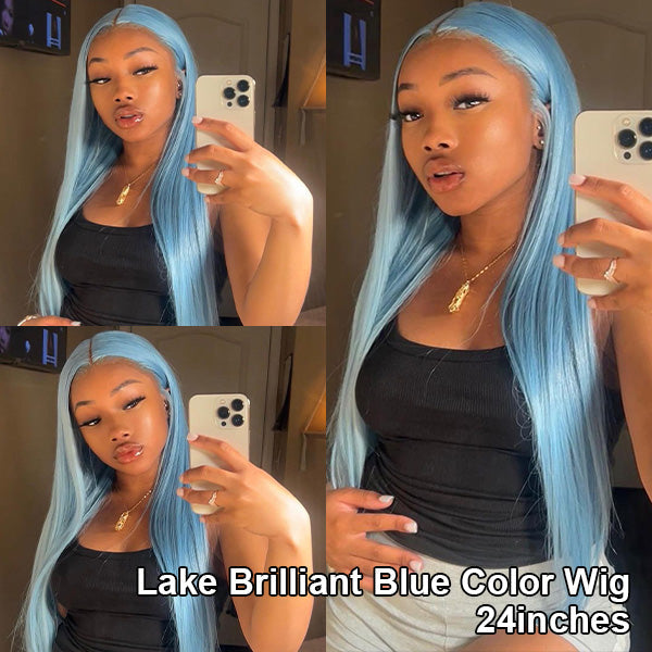Lake Brilliant Blue Color/ Mint Green Color/ Neon Green Color/ Straight 13x4 Human Hair Lace Front Wigs