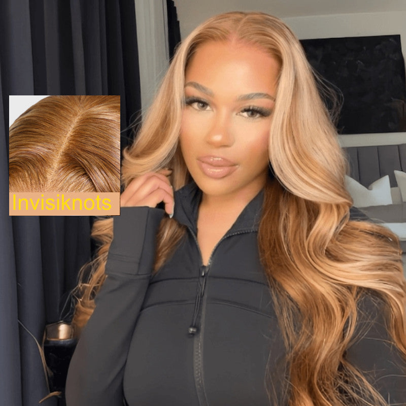 Sunber 20 Inch 180% Density Honey Blonde Highlights Silk Straight Pre-Cut Lace Wig Vip MemberFlash Sale