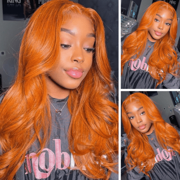 Ginger Color Skin Melt Well Lace Front Wigs Loose Wave Virgin Human Hair Wigs