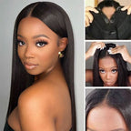 Straight V Part Wig No Leave Out Thin Part Glueless Wigs Human Hair Wig