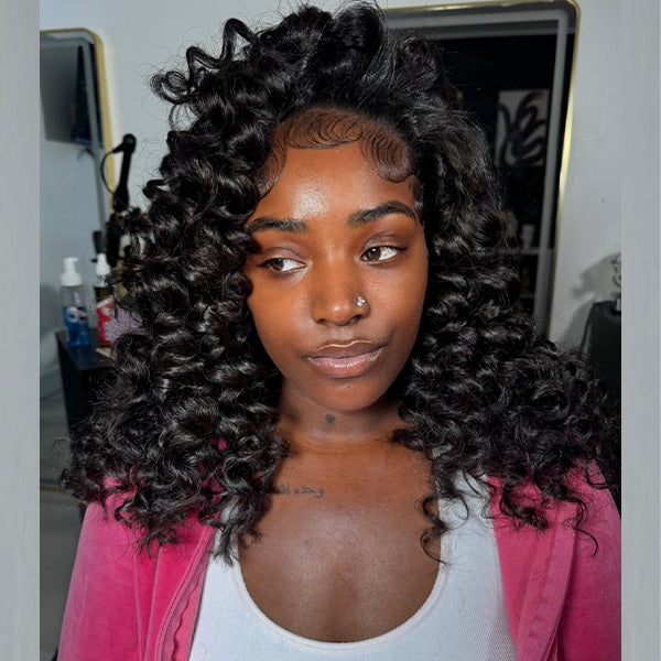 HairHive Wand Curl 360 Glueless Wig Bleached Knots Invisi Drawstring Human Hair Wig