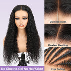 HairHive Water Wave Pre-Bleached Knots Snug Fit Drawstring Wear Go Wigs 7x5 HD Lace 100% Glueless Pre-cut Lace Closure Wigs Preplucked Natural Hairline