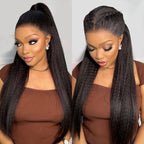 HairHive Yaki Straight Invisi-Drawstring Flexible Fit 360 Glueless Wig Pre-Cut Lace Pre Bleached Knots