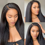HairHive Yaki Straight Invisi-Drawstring Flexible Fit 360 Glueless Wig Pre-Cut Lace Pre Bleached Knots