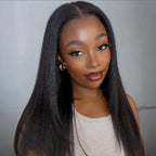 HairHive Yaki Straight Bleached Knots Pre-Cut 9x6 T Part Lace Wig Natural Frontal Look Wear Go Wig