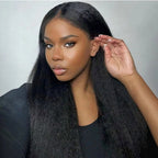 HairHive Yaki Straight Bleached Knots Pre-Cut 9x6 T Part Lace Wig Natural Frontal Look Wear Go Wig