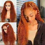 Ginger Color Wig Kinky Curly Human Virgin Hair Lace Front Wigs Preplucked Skin Melt Well Lace Wigs with Baby Hair Good Quality Color Virgin Hair for Women